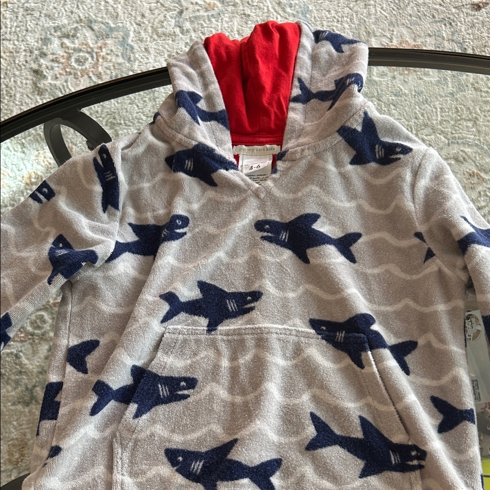 Shark Print Hoodie towel top